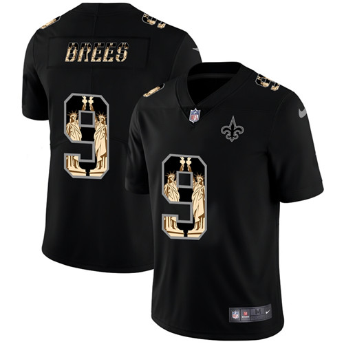 New Orleans Saints #9 Drew Brees 2019 Black Statue Of Liberty Limited Stitched Jersey