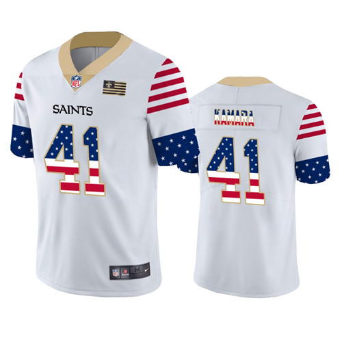 New Orleans Saints #41 Alvin Kamara White 2019 USA Flag Fashion Limited Stitched Jersey