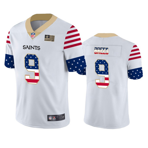 New Orleans Saints #9 Drew Brees White 2019 USA Flag Fashion Limited Stitched Jersey