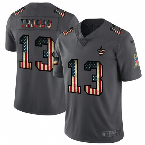 New Orleans Saints #13 Michael Thomas Grey 2019 Salute To Service USA Flag Fashion Limited Stitched Jersey