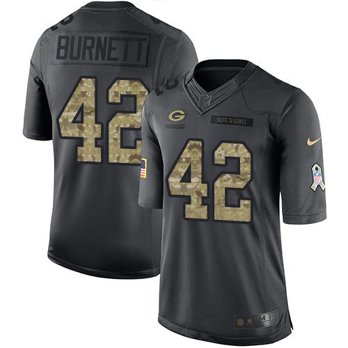 Packers #42 Morgan Burnett Black Stitched Limited 2016 Salute To Service Nike Jersey