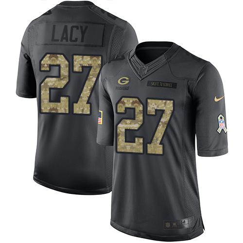 Packers #27 Eddie Lacy Black Stitched Limited 2016 Salute To Service Nike Jersey