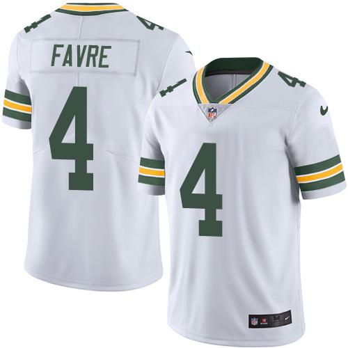 Packers #4 Brett Favre White Stitched Limited Rush Nike Jersey