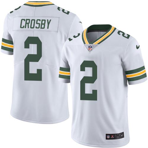 Packers #2 Mason Crosby White Stitched Limited Rush Nike Jersey