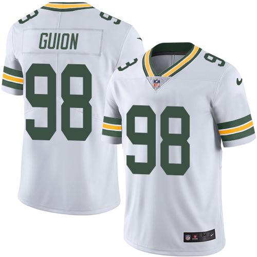 Packers #98 Letroy Guion White Stitched Limited Rush Nike Jersey