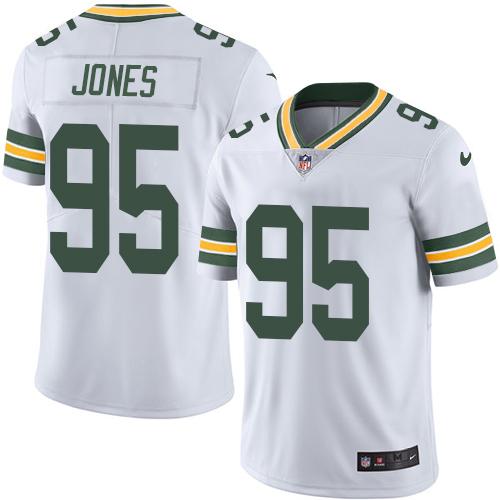 Packers #95 Datone Jones White Stitched Limited Rush Nike Jersey