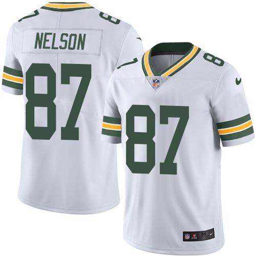 Packers #87 Jordy Nelson White Stitched Limited Rush Nike Jersey