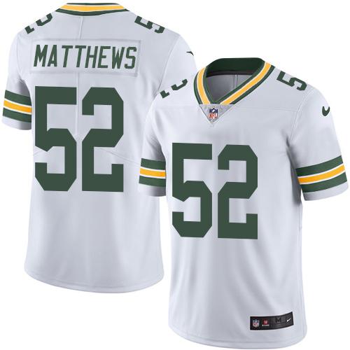 Packers #52 Clay Matthews White Stitched Limited Rush Nike Jersey