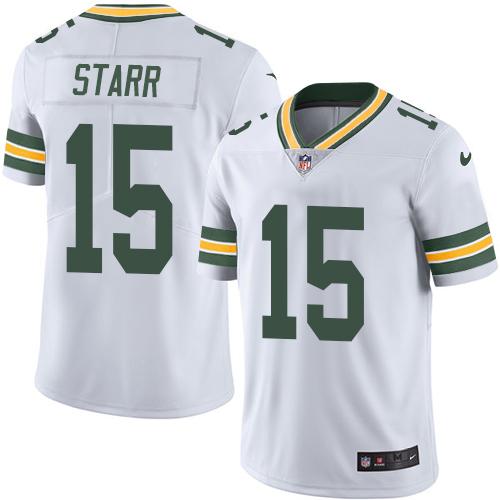 Packers #15 Bart Starr White Stitched Limited Rush Nike Jersey