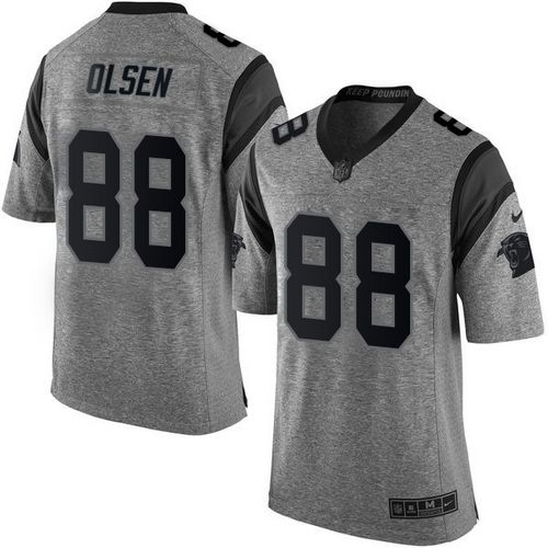Panthers #88 Greg Olsen Gray Stitched Limited Gridiron Gray Nike Jersey