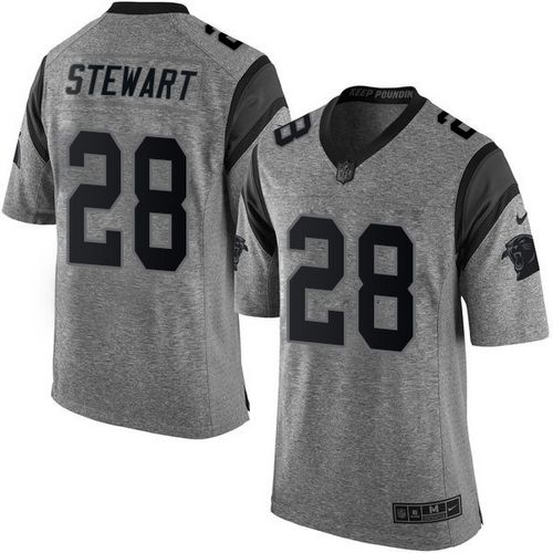 Panthers #28 Jonathan Stewart Gray Stitched Limited Gridiron Gray Nike Jersey