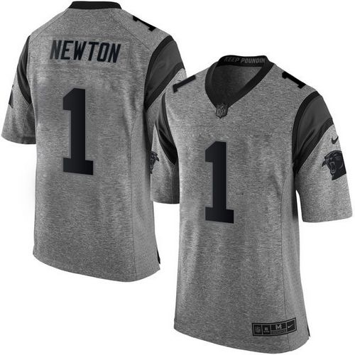 Panthers #1 Cam Newton Gray Stitched Limited Gridiron Gray Nike Jersey