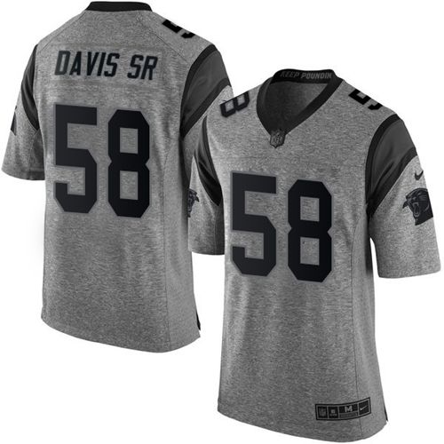 Panthers #58 Thomas Davis Sr Gray Stitched Limited Gridiron Gray Nike Jersey