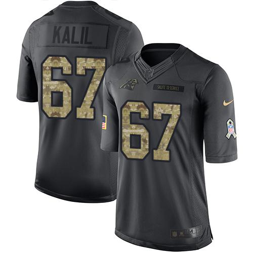 Panthers #67 Ryan Kalil Black Stitched Limited 2016 Salute To Service Nike Jersey