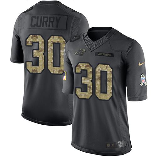Panthers #30 Stephen Curry Black Stitched Limited 2016 Salute To Service Nike Jersey