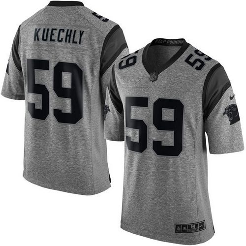 Panthers #59 Luke Kuechly Gray Stitched Limited Gridiron Gray Nike Jersey
