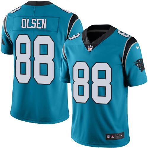 Panthers #88 Greg Olsen Blue Stitched Limited Rush Nike Jersey