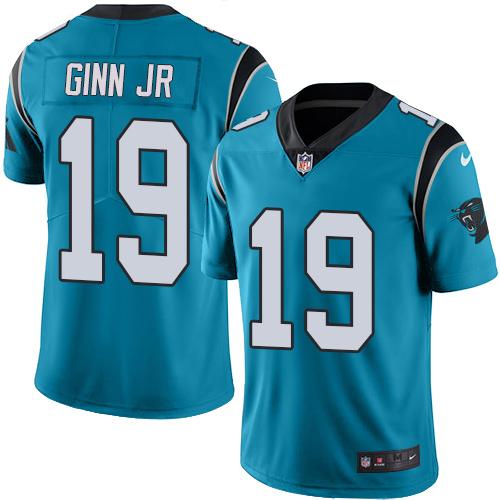 Panthers #19 Ted Ginn Jr Blue Stitched Limited Rush Nike Jersey