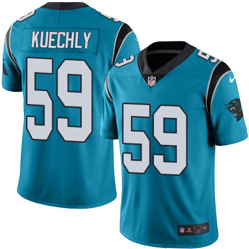 Panthers #59 Luke Kuechly Blue Stitched Limited Rush Nike Jersey