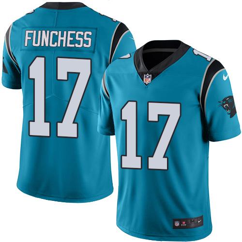 Panthers #17 Devin Funchess Blue Stitched Limited Rush Nike Jersey