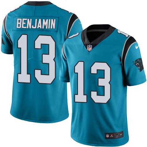 Panthers #13 Kelvin Benjamin Blue Stitched Limited Rush Nike Jersey