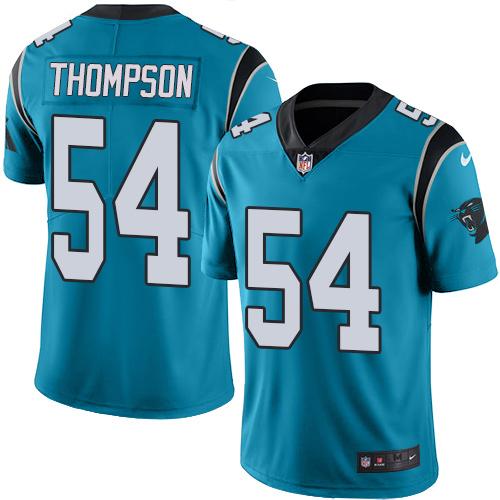 Panthers #54 Shaq Thompson Blue Stitched Limited Rush Nike Jersey