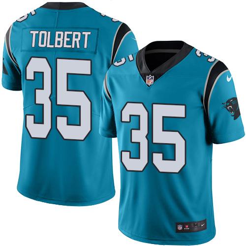 Panthers #35 Mike Tolbert Blue Stitched Limited Rush Nike Jersey