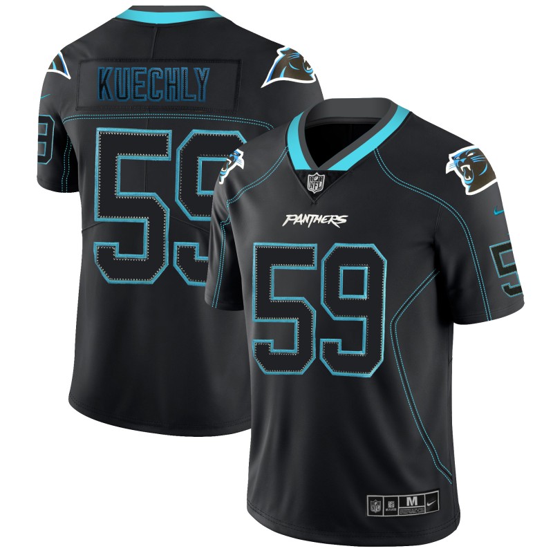 Panthers #59 Luke Kuechly 2018 Lights Out Black Color Rush Limited Jersey