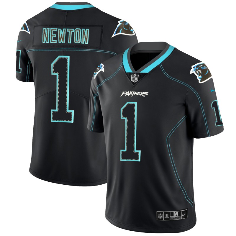 Panthers #1 Cam Newton Black 2018 Lights Out Black Color Rush Limited Stitched Jersey