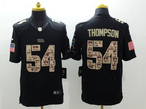 Panthers #54 Shaq Thompson Black Stitched Limited Salute To Service Nike Jersey