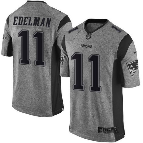 Patriots #11 Julian Edelman Gray Stitched Limited Gridiron Gray Nike Jersey