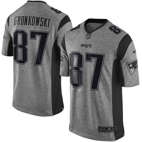 Patriots #87 Rob Gronkowski Gray Stitched Limited Gridiron Gray Nike Jersey