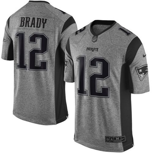 Patriots #12 Tom Brady Gray Stitched Limited Gridiron Gray Nike Jersey