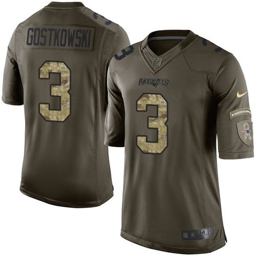Patriots #3 Stephen Gostkowski Green Stitched Limited Salute To Service Nike Jersey