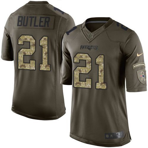 Patriots #21 Malcolm Butler Green Stitched Limited Salute To Service Nike Jersey