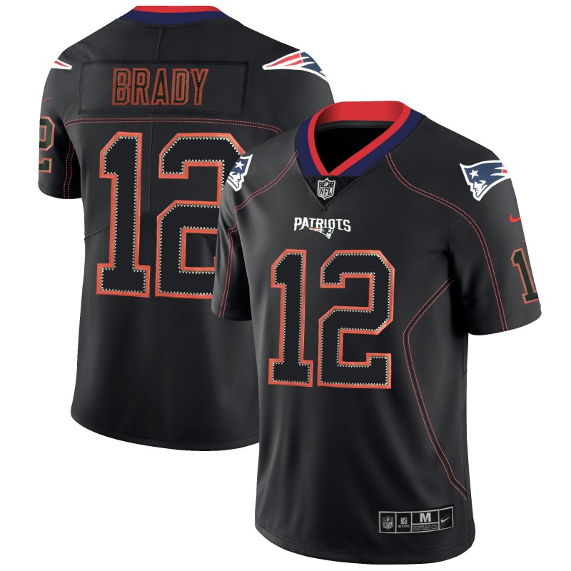 Patriots #12 Tom Brady 2018 Lights Out Black Color Rush Limited Jersey