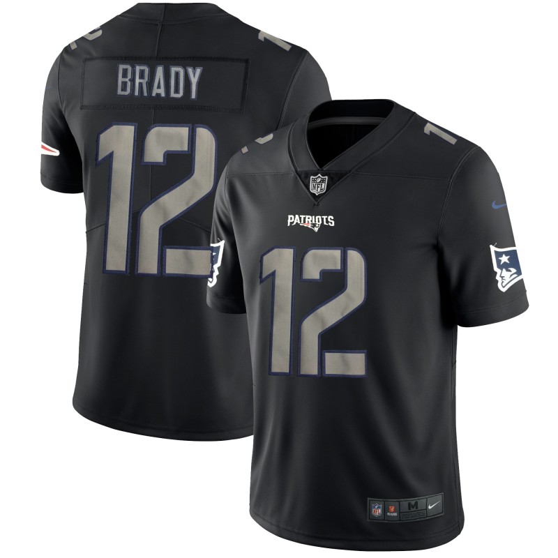 Patriots #12 Tom Brady 2018 Black Impact Limited Stitched Jersey