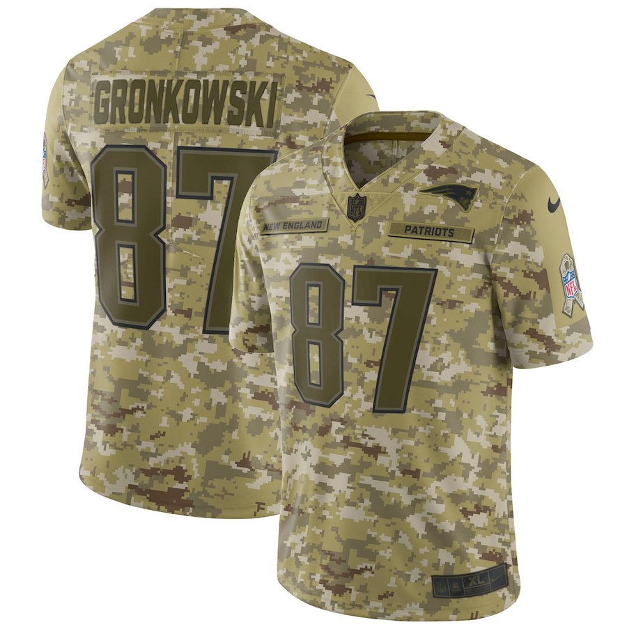 Patriots #87 Rob Gronkowski 2018 Camo Salute To Service Limited Stitched Jersey