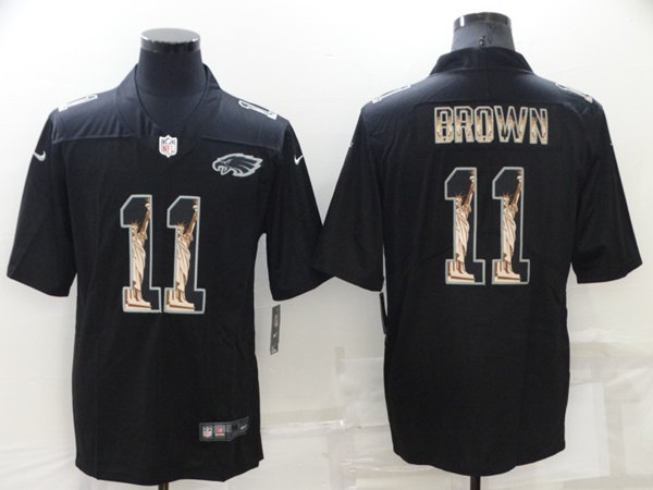 Philadelphia Eagles #11 A. J. Brown Black Statue Of Liberty Limited Stitched Jersey