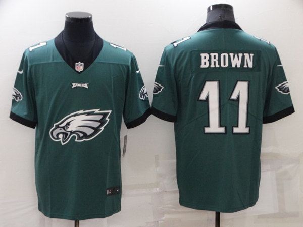 Philadelphia Eagles #11 A. J. Brown Green Team Big Logo Limited Stitched Jersey