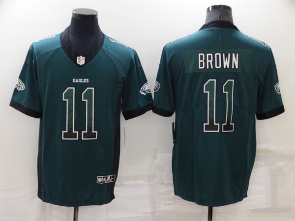 Philadelphia Eagles #11 A. J. Brown Green Fashion Color Rush Limited Stitched Jersey