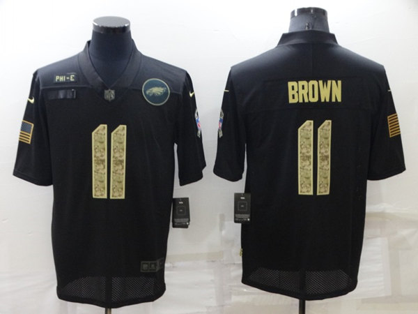 Philadelphia Eagles #11 A. J. Brown Black Camo Salute To Service Limited Stitched Jersey