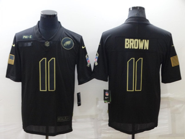 Philadelphia Eagles #11 A. J. Brown Black Salute To Service Limited Stitched Jersey