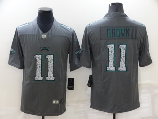 Philadelphia Eagles #11 A. J. Brown Gray Fashion Static Limited Stitched Jersey