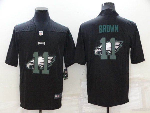 Philadelphia Eagles #11 A. J. Brown Black Shadow Logo Limited Stitched Jersey