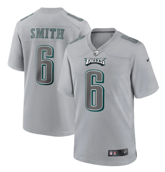 Philadelphia Eagles #6 DeVonta Smith Gray Atmosphere Fashion Stitched Game Jersey