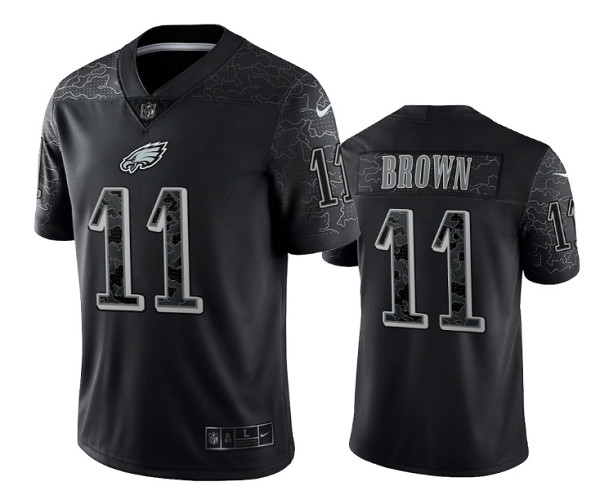 Philadelphia Eagles #11 A. J. Brown Black Reflective Limited Stitched Jersey