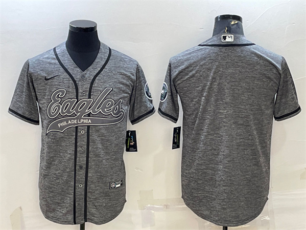 Philadelphia Eagles Blank Gray With Patch Cool Base Stitched Baseball Jersey