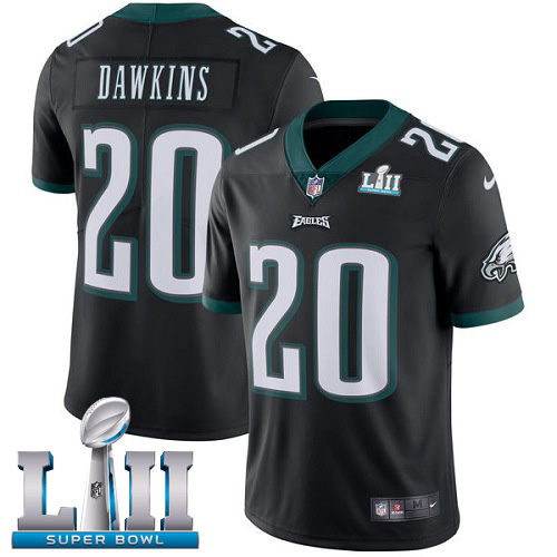 Philadelphia Eagles #20 Brian Dawkins Black Super Bowl LII Game Stitched Jersey