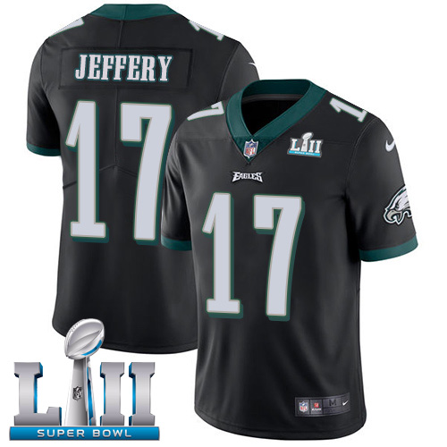 Philadelphia Eagles #17 Alshon Jeffery Black Super Bowl LII Game Stitched Jersey